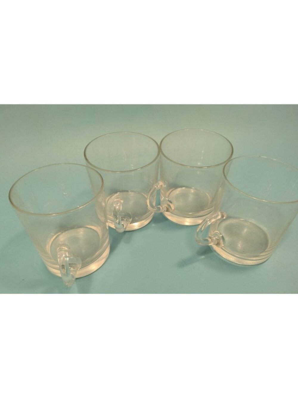 Punch Bowl Glass Cups Low Open Loop Handle Cappuccino Demitasse Vintage Lot 4